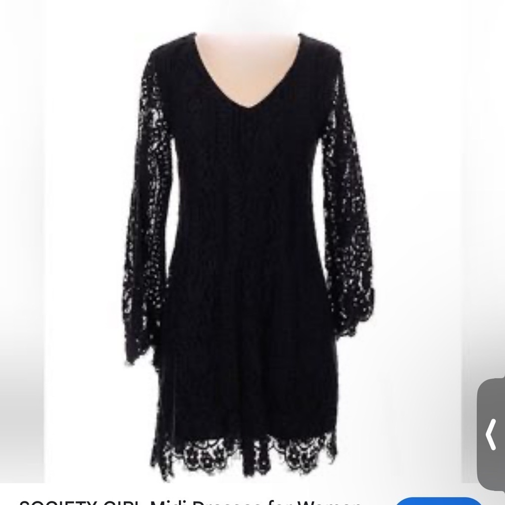 NWT Society Girl Lace Woven Black Dress Size Large